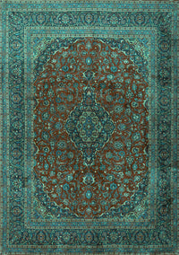 Medallion Turquoise Traditional Rug, tr1620turq