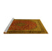 Sideview of Machine Washable Medallion Yellow Traditional Rug, wshtr1620yw