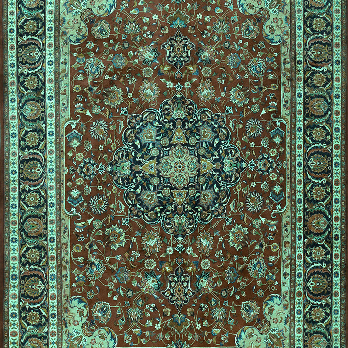 Machine Washable Medallion Turquoise Traditional Area Rugs, wshtr1621turq