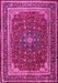 Machine Washable Medallion Pink Traditional Rug, wshtr1621pnk