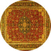 Round Medallion Yellow Traditional Rug, tr1621yw