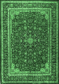 Medallion Emerald Green Traditional Rug, tr1621emgrn