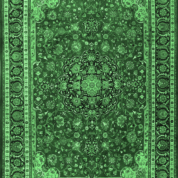 Medallion Emerald Green Traditional Rug, tr1621emgrn
