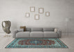 Machine Washable Medallion Light Blue Traditional Rug in a Living Room, wshtr1621lblu