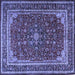 Square Medallion Blue Traditional Rug, tr1621blu