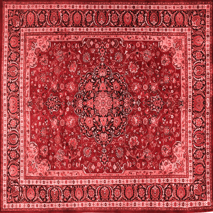 Machine Washable Medallion Red Traditional Rug, wshtr1621red