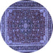 Round Medallion Blue Traditional Rug, tr1621blu