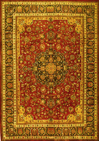 Medallion Yellow Traditional Rug, tr1621yw