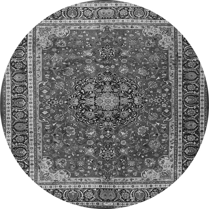 Machine Washable Medallion Gray Traditional Rug, wshtr1621gry