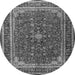 Machine Washable Medallion Gray Traditional Rug, wshtr1621gry