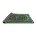 Sideview of Medallion Turquoise Traditional Rug, tr1621turq