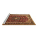 Sideview of Machine Washable Medallion Brown Traditional Rug, wshtr1621brn