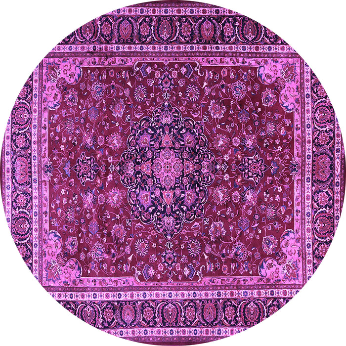 Round Medallion Purple Traditional Rug, tr1621pur