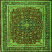 Round Machine Washable Medallion Green Traditional Area Rugs, wshtr1621grn