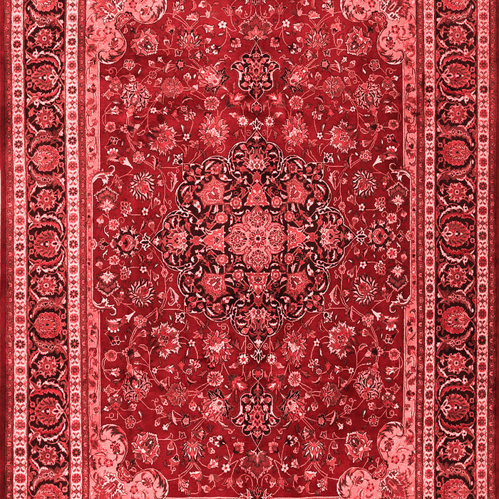 Machine Washable Medallion Red Traditional Rug, wshtr1621red