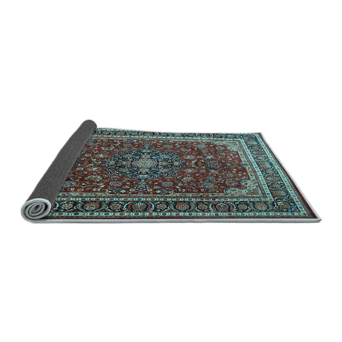 Sideview of Medallion Light Blue Traditional Rug, tr1621lblu