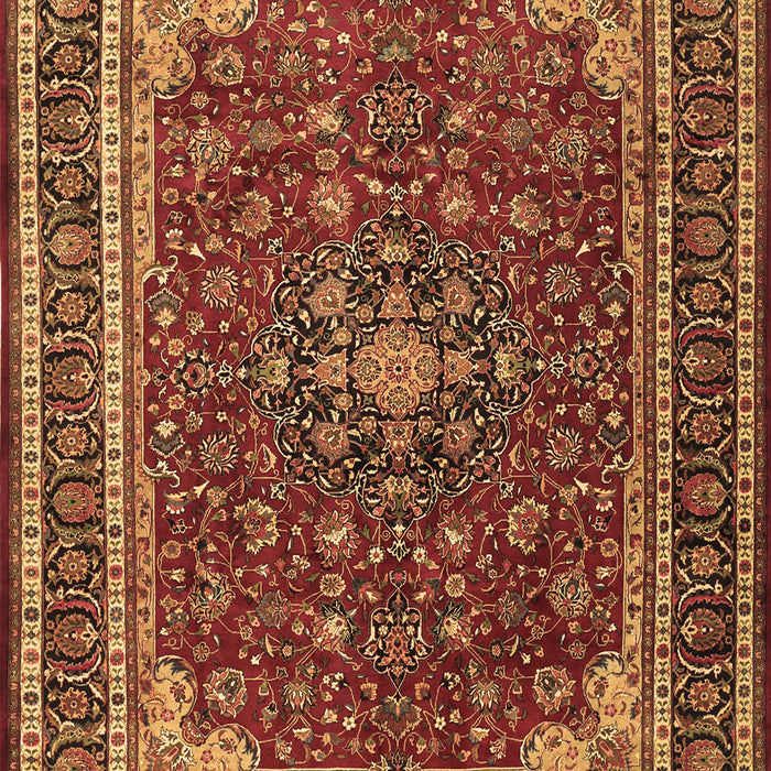 Machine Washable Medallion Brown Traditional Rug, wshtr1621brn