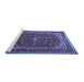 Sideview of Machine Washable Medallion Blue Traditional Rug, wshtr1621blu