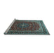 Sideview of Machine Washable Medallion Light Blue Traditional Rug, wshtr1621lblu