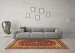 Machine Washable Medallion Brown Traditional Rug in a Living Room,, wshtr1621brn