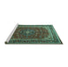 Sideview of Machine Washable Medallion Turquoise Traditional Area Rugs, wshtr1621turq