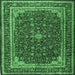 Square Medallion Emerald Green Traditional Rug, tr1621emgrn