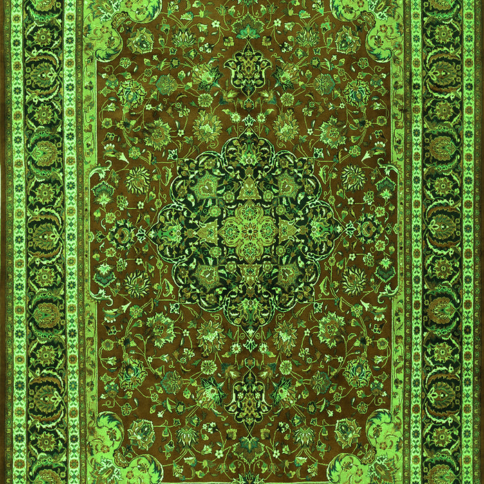 Serging Thickness of Machine Washable Medallion Green Traditional Area Rugs, wshtr1621grn