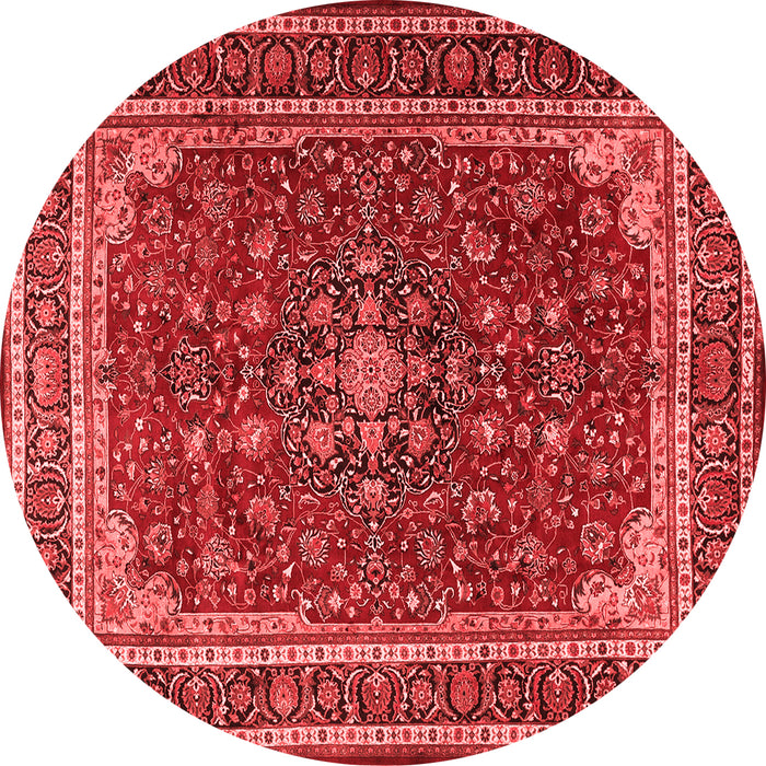 Machine Washable Medallion Red Traditional Rug, wshtr1621red
