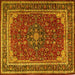 Square Medallion Yellow Traditional Rug, tr1621yw