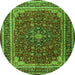 Machine Washable Medallion Green Traditional Area Rugs, wshtr1621grn