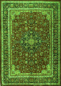 Medallion Green Traditional Rug, tr1621grn