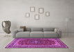 Machine Washable Medallion Purple Traditional Area Rugs in a Living Room, wshtr1621pur