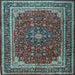 Square Medallion Light Blue Traditional Rug, tr1621lblu