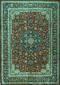 Medallion Turquoise Traditional Rug, tr1621turq