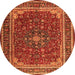 Square Medallion Orange Traditional Rug, tr1621org