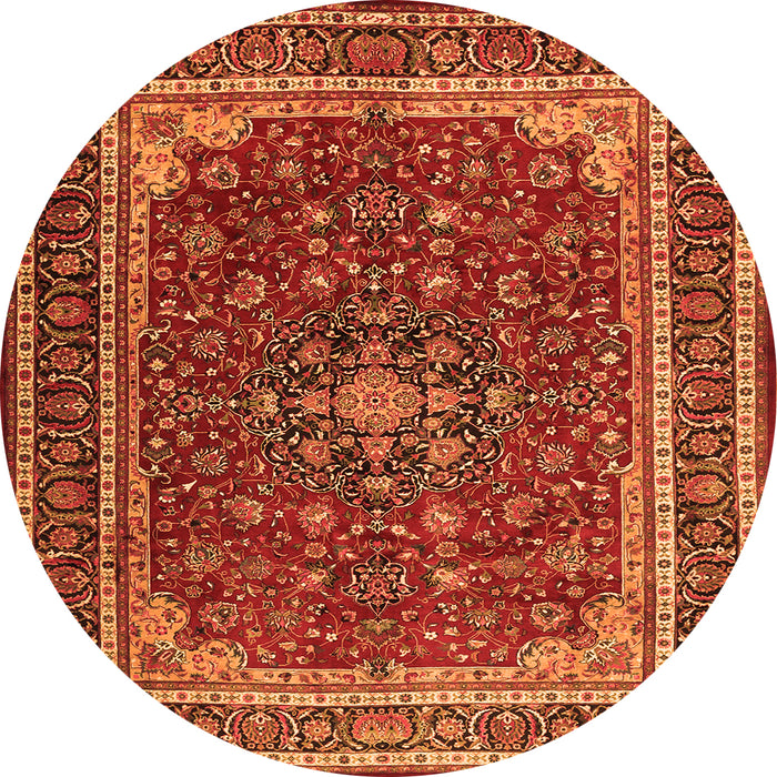 Machine Washable Medallion Orange Traditional Area Rugs, wshtr1621org