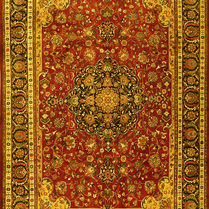 Machine Washable Medallion Yellow Traditional Rug, wshtr1621yw