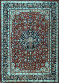 Medallion Light Blue Traditional Rug, tr1621lblu