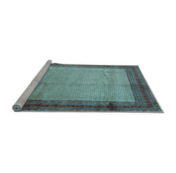 Sideview of Machine Washable Persian Light Blue Traditional Rug, wshtr1622lblu