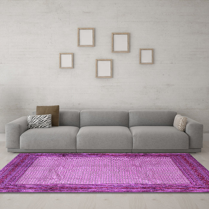 Machine Washable Persian Purple Traditional Area Rugs in a Living Room, wshtr1622pur