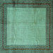 Square Persian Turquoise Traditional Rug, tr1622turq