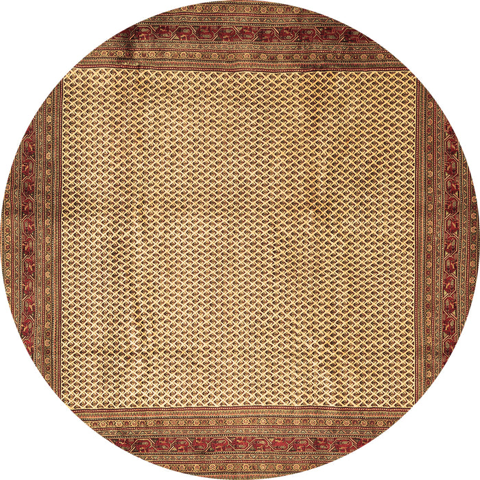 Round Persian Brown Traditional Rug, tr1622brn
