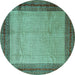 Round Persian Turquoise Traditional Rug, tr1622turq