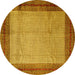 Round Persian Yellow Traditional Rug, tr1622yw