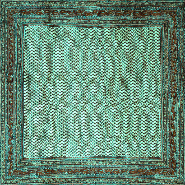 Square Machine Washable Persian Turquoise Traditional Area Rugs, wshtr1622turq