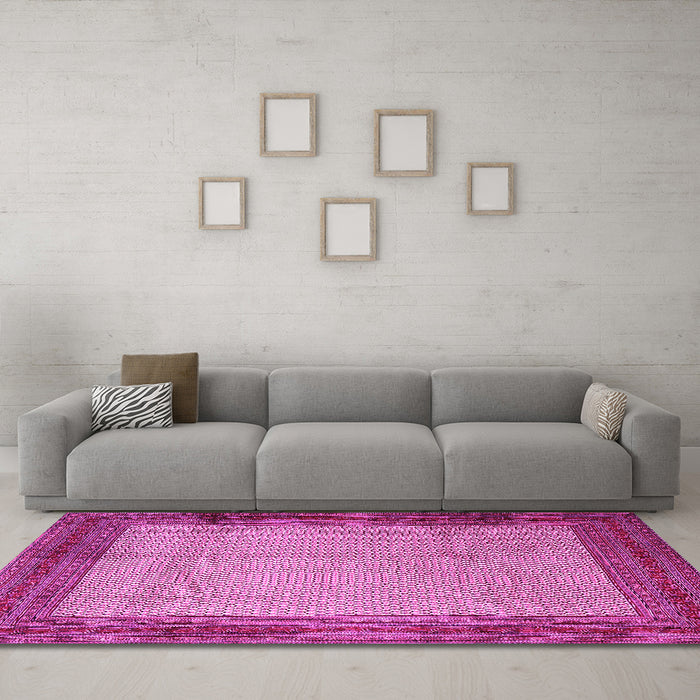 Machine Washable Persian Pink Traditional Rug in a Living Room, wshtr1622pnk