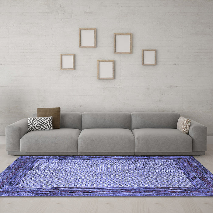 Machine Washable Persian Blue Traditional Rug in a Living Room, wshtr1622blu