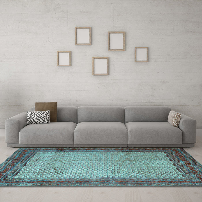 Machine Washable Persian Light Blue Traditional Rug in a Living Room, wshtr1622lblu