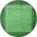 Round Persian Emerald Green Traditional Rug, tr1622emgrn