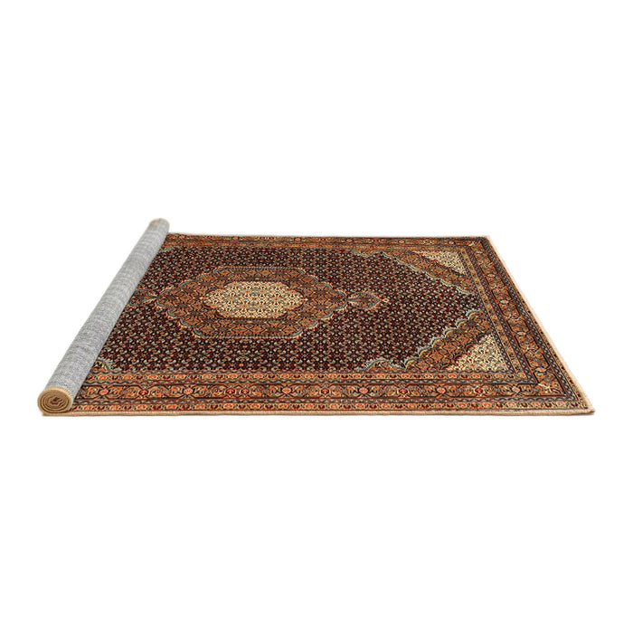 Sideview of Machine Washable Traditional Bronze Brown Rug, wshtr1623